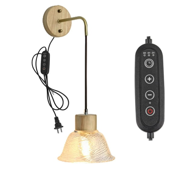 Kiven Plug in Wall Lamp, Modern Style Glass Wall Sconce with 5.9ft Plug-in Cord,Dimmable & Timer, E12 Socket 1-Light Wall Lights Fixtures for Bedside Reading