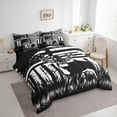 thumbnail image 3 of Manfei Teens Rustic Reindeer Bedding Comforter Set 7 Pieces, Black White Stripes Full Bedding Set, Farmhouse Animal Wildlife Reversible Fitted Sheet Flat Sheet, Breathable Home Decor, 3 of 7