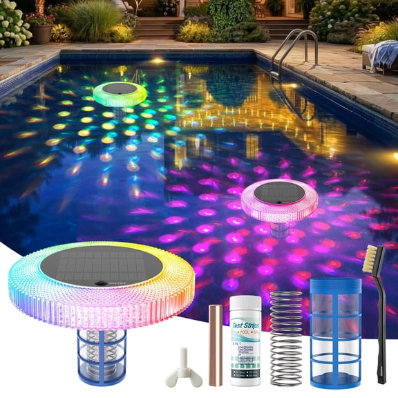Solar Floating RGB Pool Light IP68 Waterproof Color Changing Pool Light with Remote Auto On/Off for Inground Above Ground Pools Spa Pond Decor