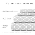 thumbnail image 4 of Noble Linens 4 Piece Pattern Microfiber Bed Sheets Set, Gray Quadrafoil, Full, 4 of 12
