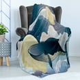 thumbnail image 4 of Whale Soft Flannel Fleece Throw Blanket, Cartoon Style Huge Whale Flies over the Night Clouds with Other Planets, Cozy Plush for Indoor and Outdoor Use, 50" x 70", Night Blue and White, by Ambesonne, 4 of 5