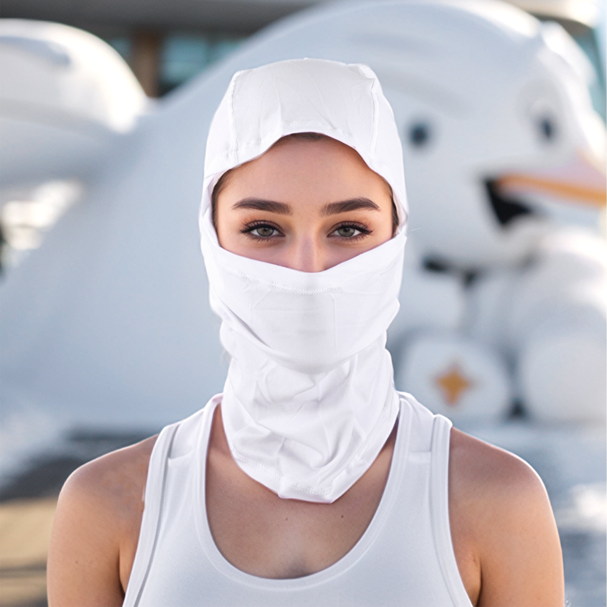 Unique Bargains Quick-drying Ice Silk Solid Balaclava Face Mask 1 Pc White