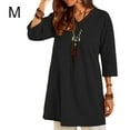 thumbnail image 1 of Femmes Robe V Cou Été Vêtements Coton Lin Robe Robe de Couleur Solide, Noir, M, 1 of 4