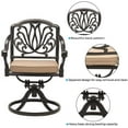thumbnail image 3 of Magic Union 2 Piece Outdoor Bistro Swivel Dining Chair for Patio Garden with Khaki Cushion, 3 of 6