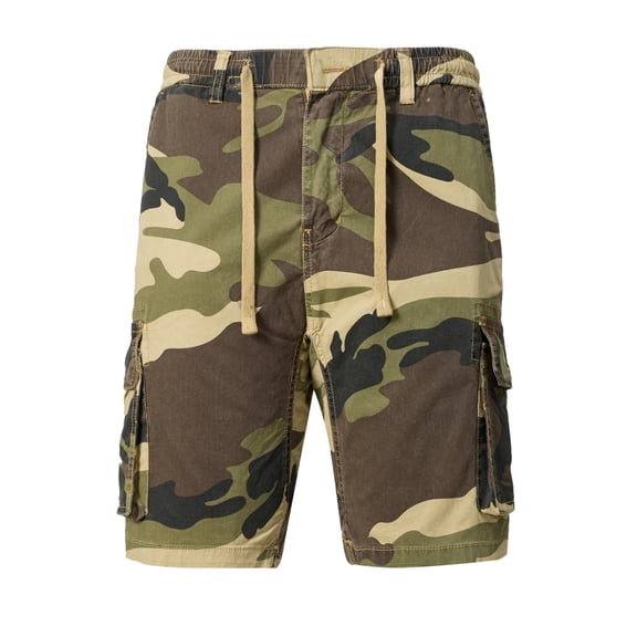 Men's Camouflage Cargo Shorts Multi Pocket Drawstring Elastic Waist Relaxed Fit Comfortable Breathable Summer Shorts Durable Workwear