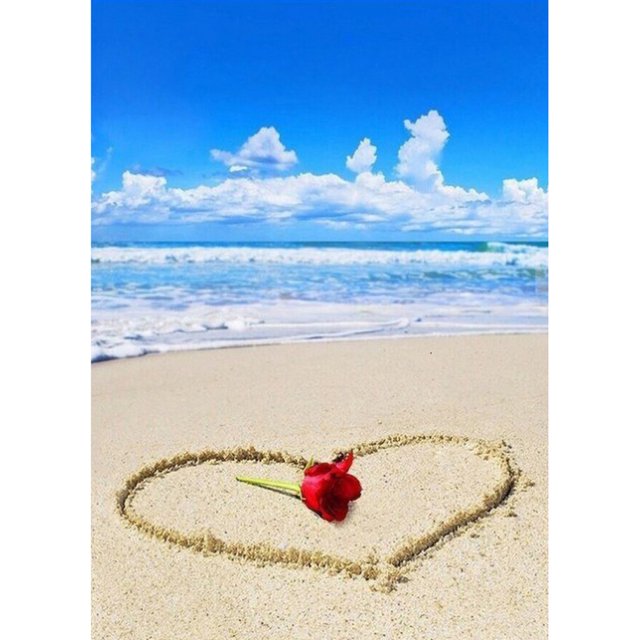 Pintura de diamante (DE1451) Love Beach 5D DIY Mosaico cuadrado Artesanía hecha a mano 45x60cm FLhrweasw Nuevo
