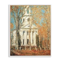 Stupell Industries Classic Church At Old Lyme Buildings & Architecture Painting White Framed Art Print Wall Art, 16 x 20