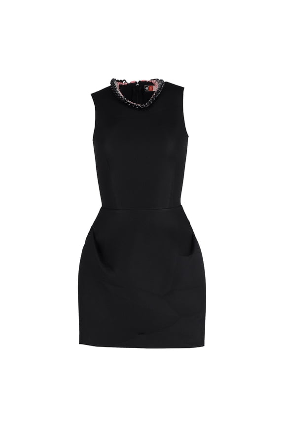 Pre-Owned MSGM Mock-Neck Sleeveless Mini Dress in Black Polyester
