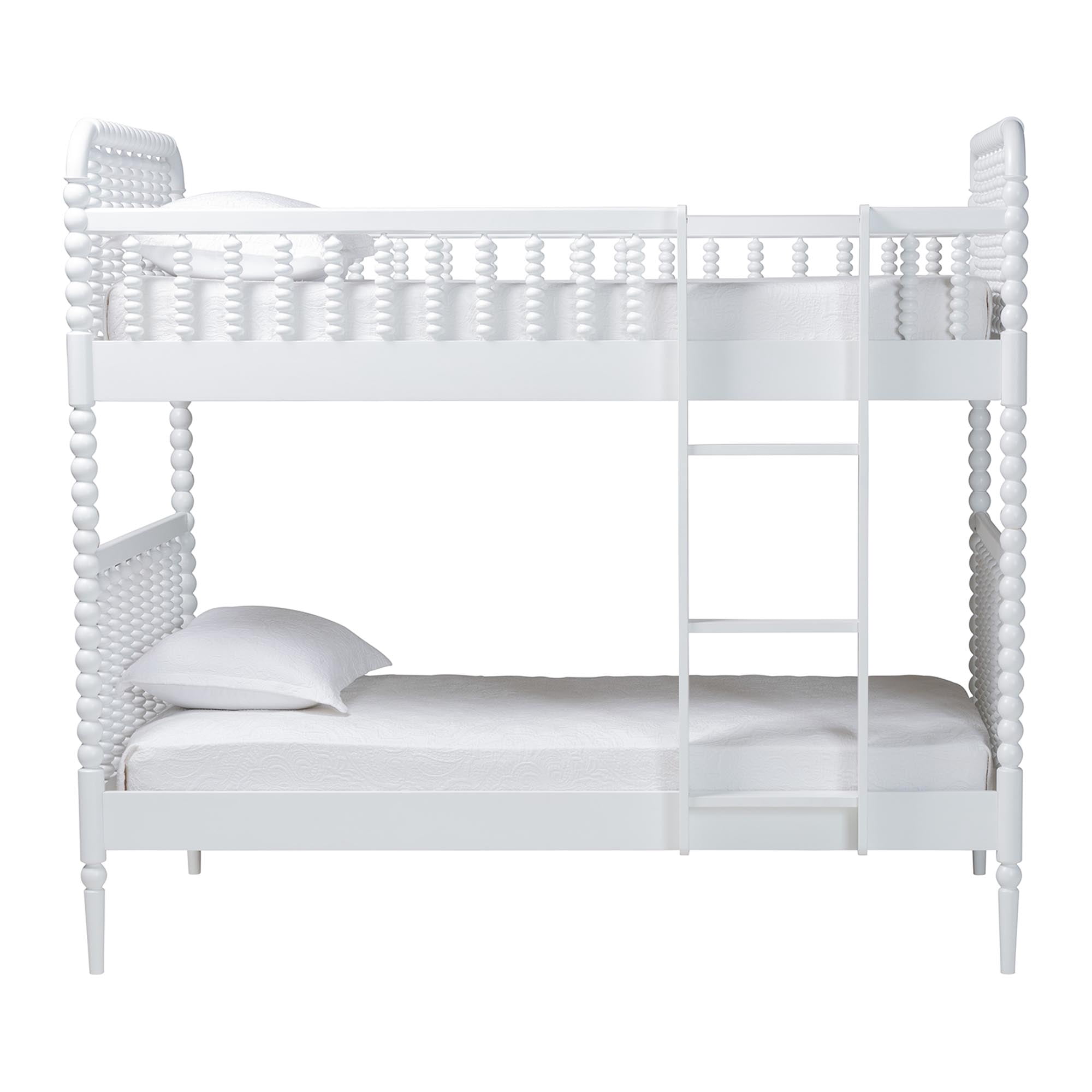 Baxton Studio Lucera Mid-Century Modern Bunk Bed, Twin, White