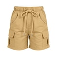 thumbnail image 7 of Grblisyd Girls Bermuda Cargo Shorts Baggy Solid Color Hiking Shorts Summer Casual Elastic High Waist Drawstring Pants with Pockets, 7 of 7