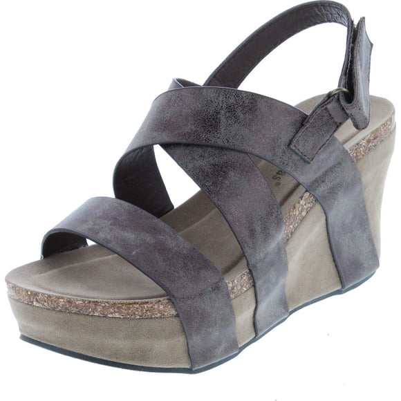 Pierre Dumas Women's Hester-5 Vegan Leather Strappy Wedge Sandals,Bronze,8.5
