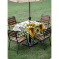 thumbnail image 4 of Outdoor Tablecloth with Umbrella Hole for Patio/Picnic/Party/Camping, Yellow Sunflowers Waterproof Table Cloth Square Cover Washable, Farmhouse Floral Rustic Botanical Grey Wood (54"x 54"), 4 of 8