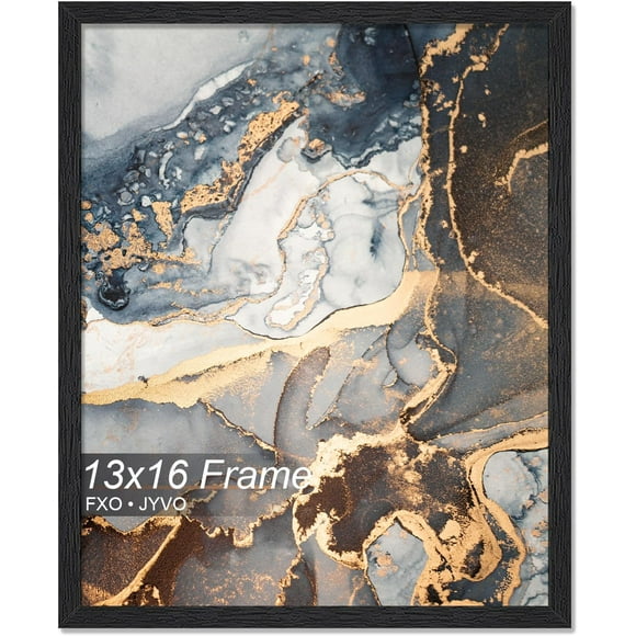 Engineered Wood 13x16 Picture Frame, Black Frame for 13 x 16 Inch Picture Poster Photo, Light Weight 13 by 16 Frame with Wood-grain for Wall - 1 Pack/Black/13 x16