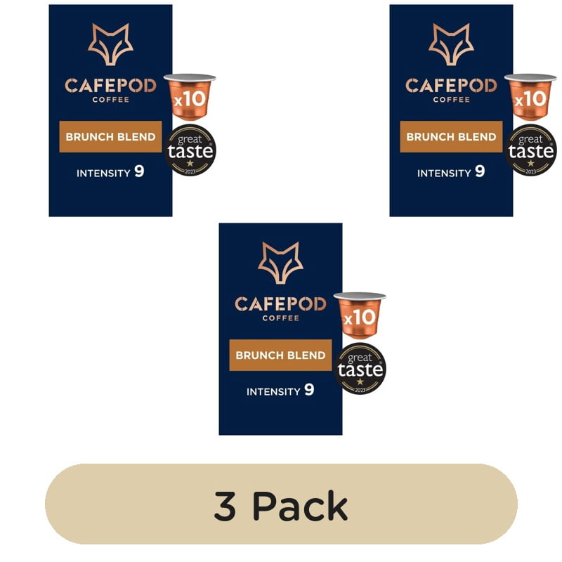 CafePod Brunch Blend Nespresso Compatible Aluminium Coffee Pods, 10 pods per pack, British Import (Pack of 3)