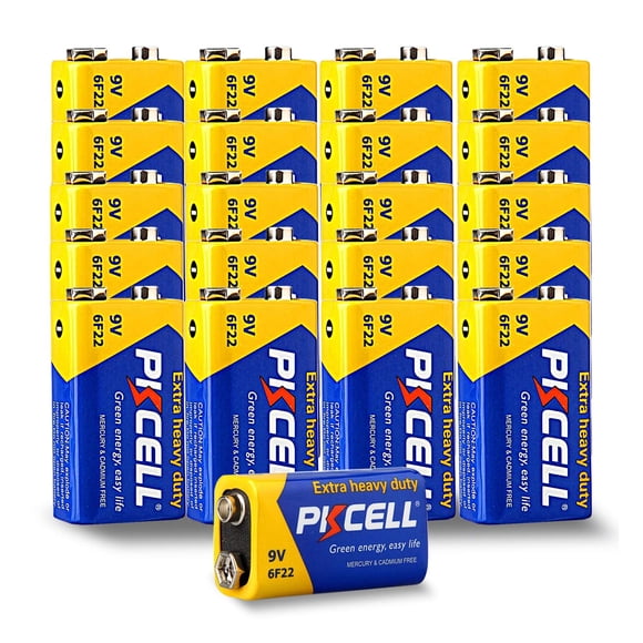 Batería seca PKCELL de 9 V (100 unidades), ultra duradera, carbono-zinc
