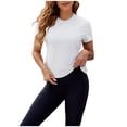thumbnail image 2 of Egzmbll Summer T-shirts for Women Close Fitting Womens T-shirt with Round Neck Short Sleeves Slim Basic Tee for Gym Yoga Athletic Workout Running, 2 of 8