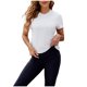 thumbnail image 1 of Blusas de Manga Corta para las Mujeres Primavera Verano Cuello Redondo Ejercicio de Yoga Color Sólido Camiseta, 1 of 8