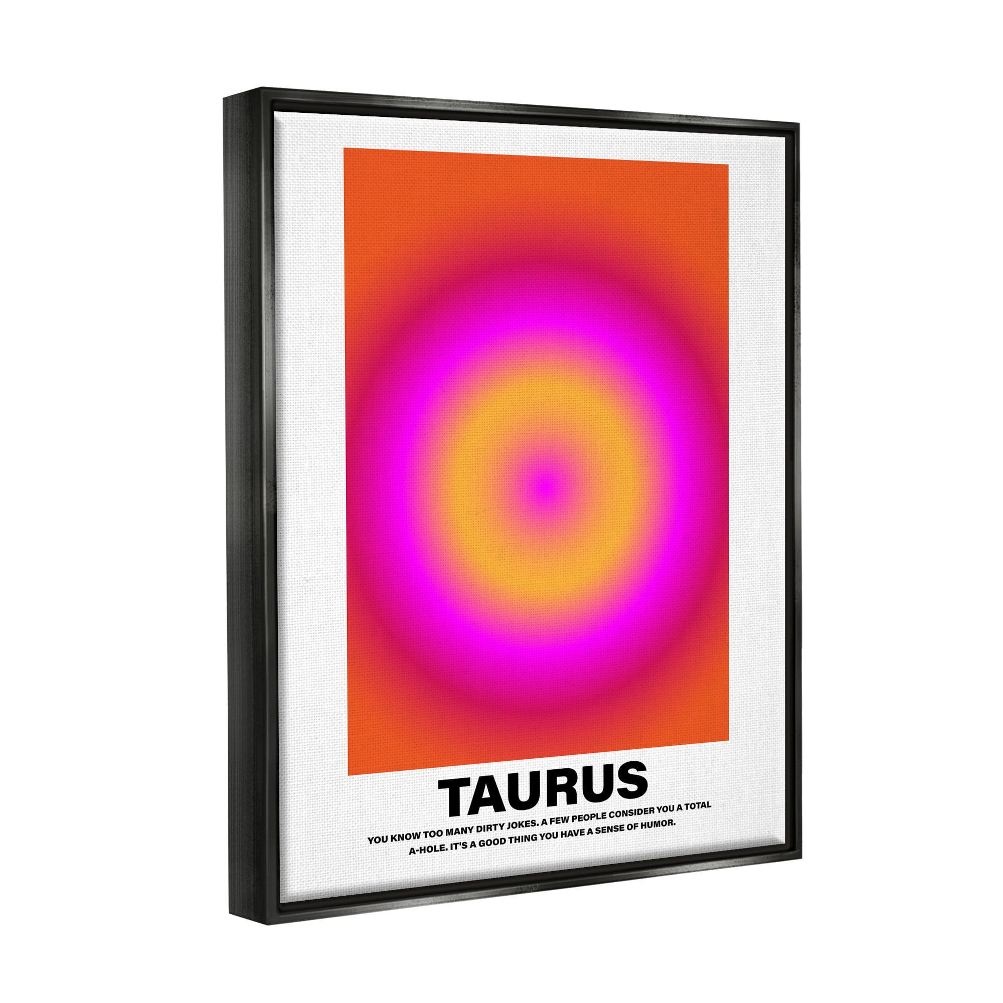 Stupell Industries Funny Taurus Astrology Abstract Painting Black Floater Framed Canvas Art Print Wall Art, 17 x 21
