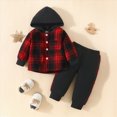 thumbnail image 2 of HCNTES Baby Boy Winter Clothes Toddler Boys Clothes Fall Winter Outfit Sets, Kids Outfits Sets Long Sleeve Crew Neck Hooded Pocket 6M 1T 2T 3T 4T 5T 2 PC Everyday, 2 of 7