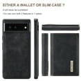 thumbnail image 6 of Compatible with Google Pixel 6A Removable 2 in 1 Wallet Case,Retro Premium PU Leather Cell Phone Back Cover Magnetic Detachable with Trifold Wallet Credit Card Cash Holder Kickstand Case,Black, 6 of 9