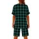 thumbnail image 2 of TaTaai Women's Summer Two Piece Outfit Plaid V-Neck Short Sleeve Button Blouse and Drawstring Waist Shorts Linen-Like Fabric Casual Matching Set Gift, 2 of 7