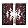 thumbnail image 2 of Red Black Semi Sheer Window Curtains 72 Inches Long, Southwest Geometric Aztec Farmhouse Tribal Rod Pocket Voile Silky Chiffon Curtain Light Filtering Drapes for Living Room, 52"x72", 2 Panels, 2 of 9