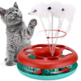 thumbnail image 1 of Juguetes para gatos, juguetes para gatos de interior, juguetes interactivos para gatitos, pistas sobre ruedas con hierba gatera, resorte, juguete para mascotas con pelotas de ejercicio, ratón (rojo), 1 of 7
