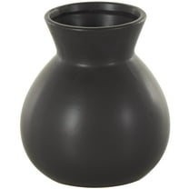 DecMode 8" Minimalistic Black Ceramic Vase