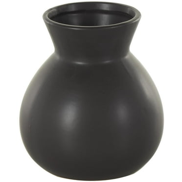 DecMode 8" Minimalistic Black Ceramic Vase