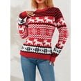 thumbnail image 4 of Liacowi Women and Men Christmas Knitted Sweater Long Sleeve Elk Snowflake Print Pullover Retro Jumpers Tops Fall Loose Knitwear for Adult＆Juniors＆Teen, 4 of 9