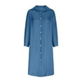Posijego Women's Denim Dress Collared Long Sleeve ALine Maxi Dress