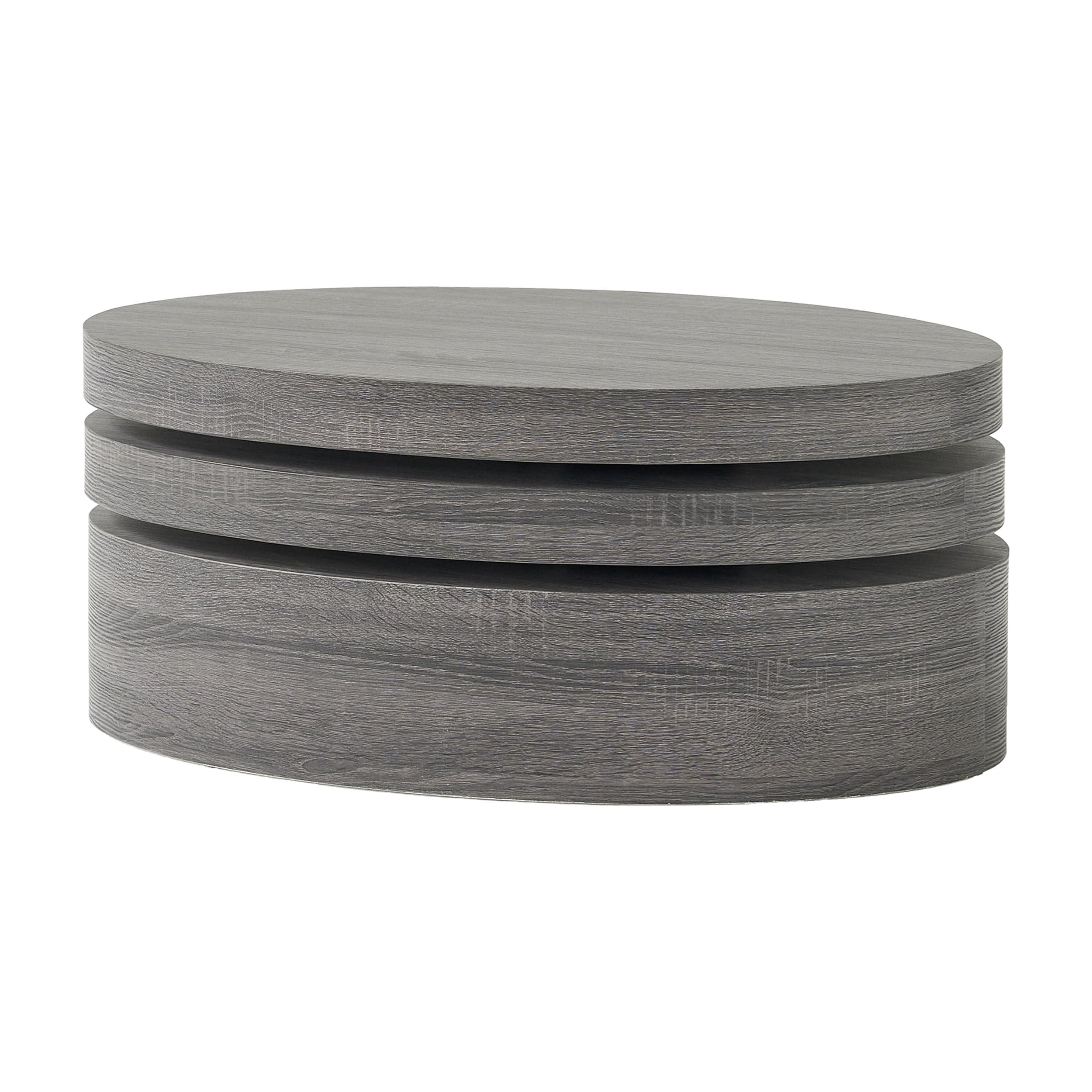 Rotating Coffee Table 31.5 Inch, Modern Oval Side Table with 3-Tier Swivel Top, Multi-Functional Accent Table for Living Room, Black