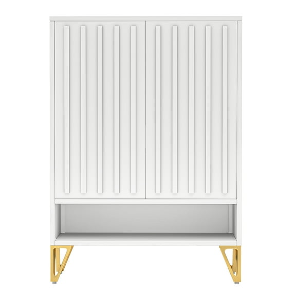 Uforic 5-Tier Metal Shoe Cabinet with Adjustable Shelves, Shoe Storage Organizer with Doors, White