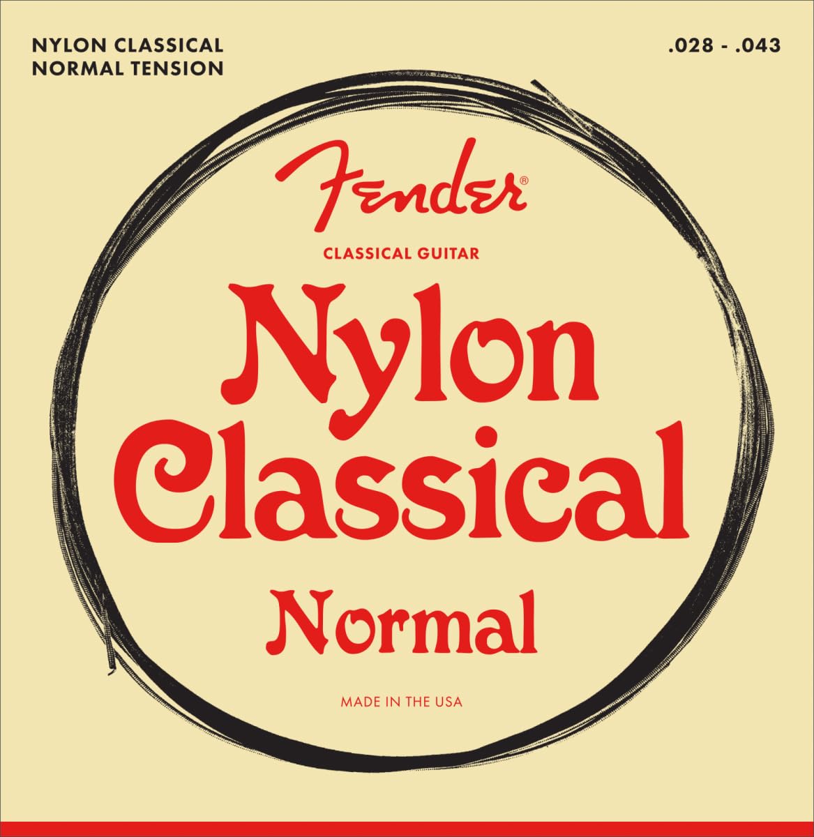 Fender Nylon Classical Strings - Tie End 6-Pack Bundle with 3-Pack Picks