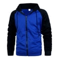 thumbnail image 7 of LTTVQM Mens Hoodie Raglan Sleeve Contrast Zip Fleece Hoodie Casual Relaxed Fit Daily Street Outerwear Royal Blue L, 7 of 7