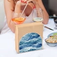 thumbnail image 3 of Yayeee Napkin Holder for Table Set of 2 Kitchen Paper Tissue Organization, Blue Watercolor Ocean Waves, 3 of 8