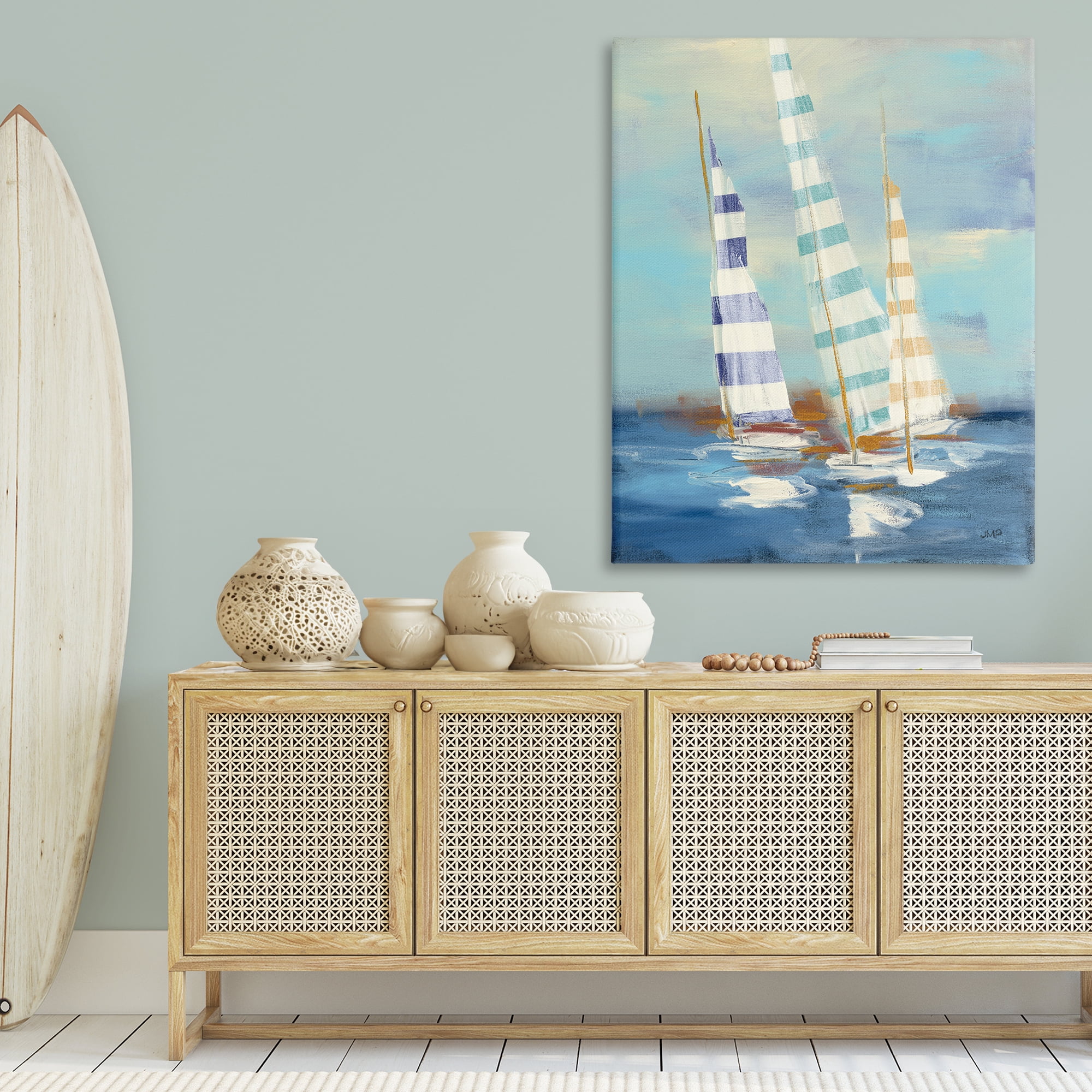 Stupell Industries Summer Regatta Boats Transportation Painting Gallery Wrapped Canvas Art Print Wall Art, 36 x 48