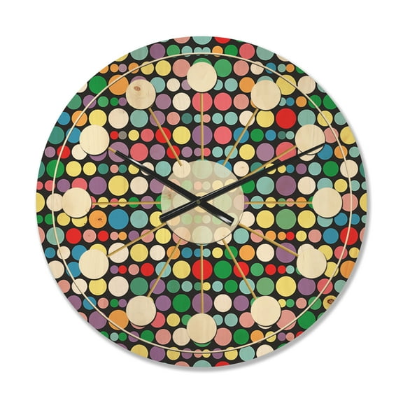 Designart 'Abstract Retro Pattern Design XXI' Mid-Century Modern Wood Wall Clock