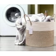 thumbnail image 6 of Simplified by ERP White and Beige Woven Cotton Collapsible Eco Friendly Laundry Storage Basket 15" x 13" inches, 6 of 7
