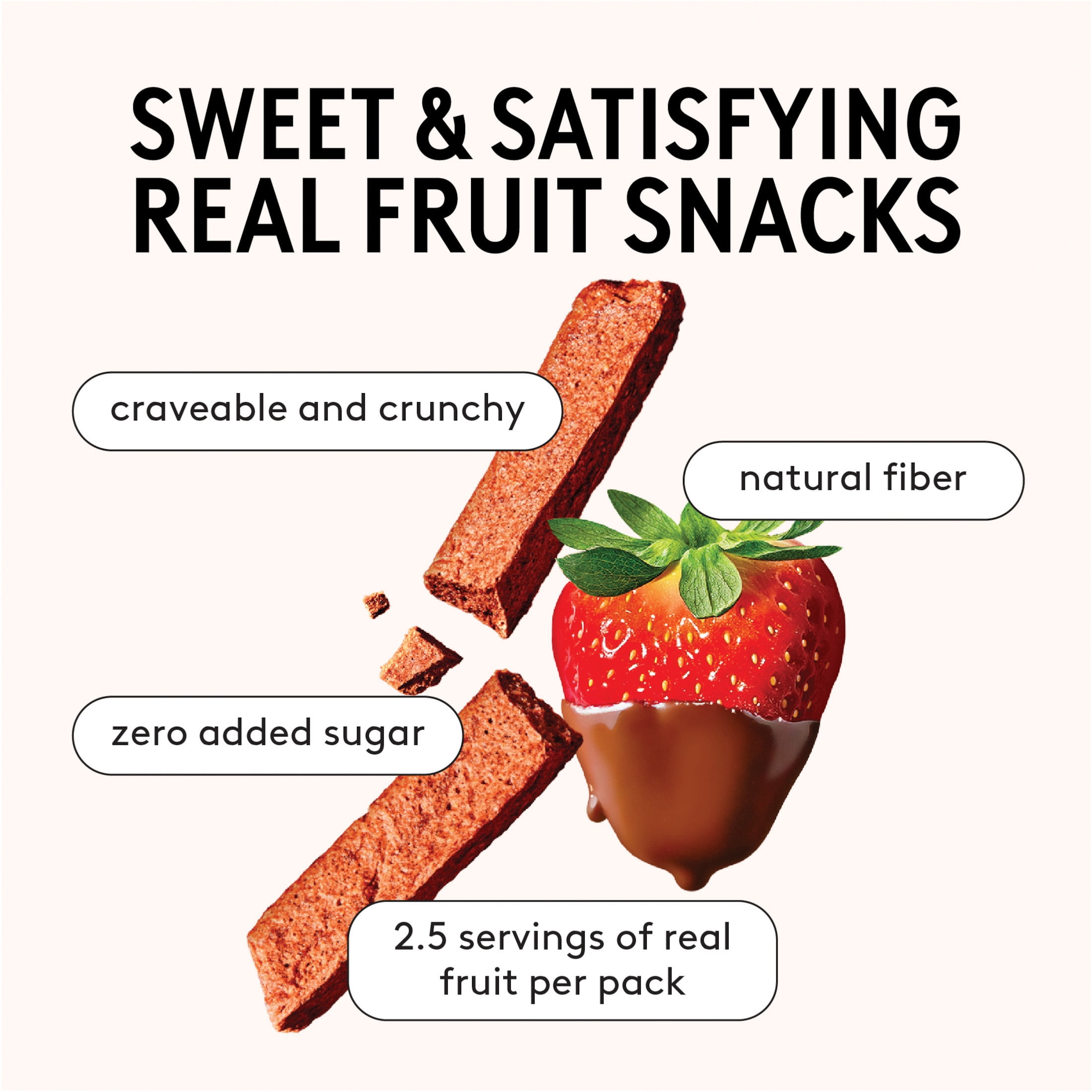 Kencko Chocolate Strawberry Snaps, Superfood Fruit Straws, 1 oz Bag