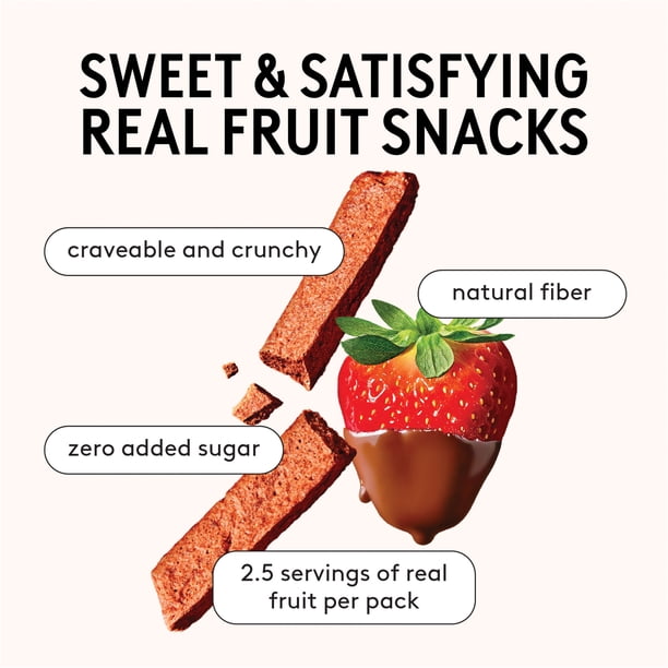 Kencko Chocolate Strawberry Snaps, Superfood Fruit Straws, 1 oz