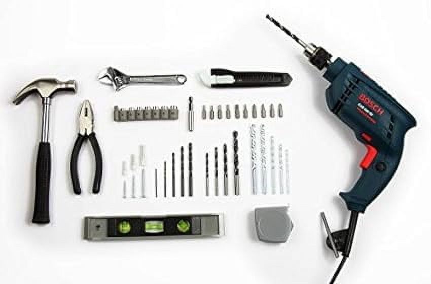 Bosch Professional GSB 500 RE Corded-Electric Drill Tool Set, 10 mm (Blue), 500 Watt, (100 Pc Accessory Set)