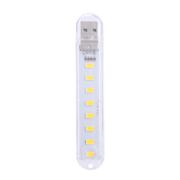 Lámpara Mini lámpara de lectura brillante de luz de libro USB portátil para computadora portátil (amarillo 8LED)