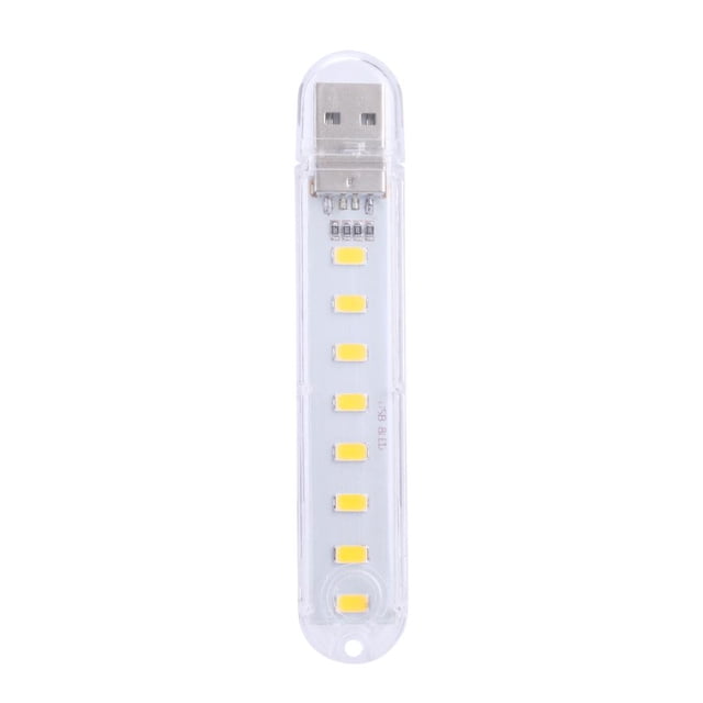 USB Light Mini Portable Book Lámpara de lectura brillante para computadora portátil (8LED) Amarillo