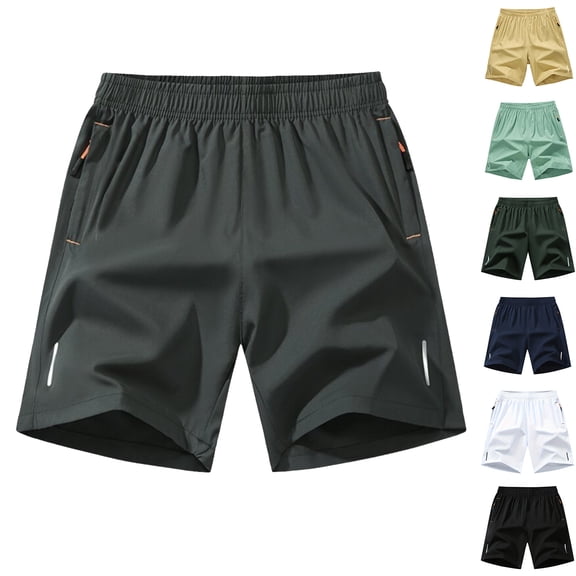 Hearthz Men's Quick Dry Hiking Shorts Elastic Waist Lightweight Men Running Athletic Shorts with Pockets Summer Beach Short for Men Mint Green M