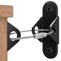 LAMIRO 6 Packs Furniture Anchors for Baby Proofing - Anti-tip Wall Anchor Kit Metal, Earthquake Tip Resistant Furniture Brackets, Furniture Secure Straps for Cabinet, Wardrobe, Drawers Black