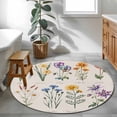 thumbnail image 4 of Vintage Herb Round Area Rugs 3 ft, Pastoral Flower Country Decoration Washable Small Area Rug with Non-Slip Sturdy Edge Binding Round Front Door Mat Floor Carpet for Entryway, 4 of 9
