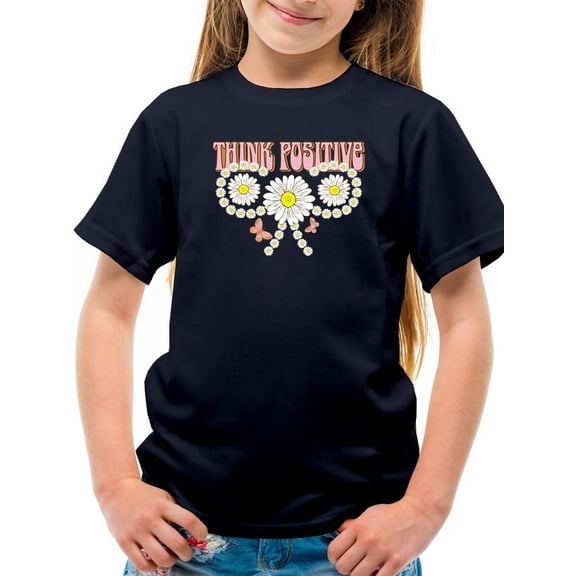 Think Positive Daisies T-Shirt Juniors -Image by Shutterstock, Large