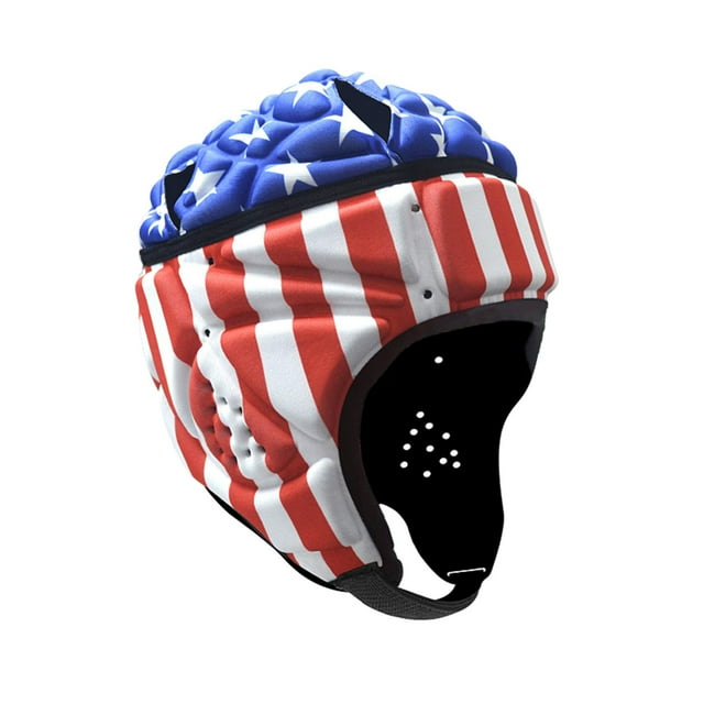 Casco de rugby para niños, transpirable, con protección anticolisión, para fútbol americano con bandera Estilo E