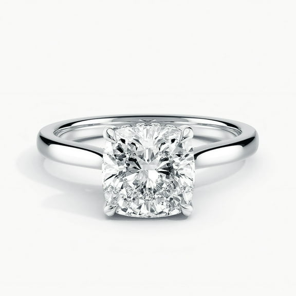 Spot Jewel 14K White Gold Plated Ring - 1.9 Ct Cushion Cut Diamond Ring - Engagement Wedding Promise Ring for Her - Latest Engagement Diamond Ring for Women's - Forever Diamond Ring for Women's